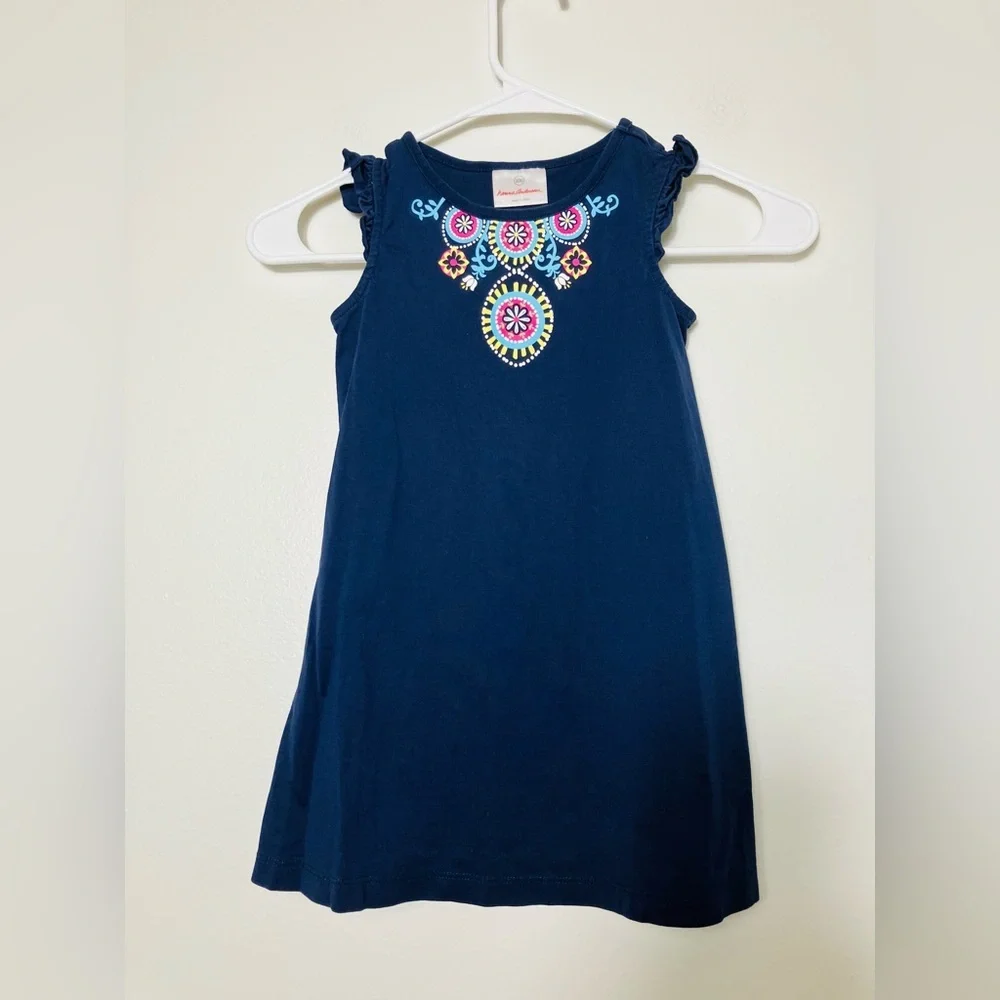 hannah andersson Dress Girls Sz 100(4T) Blue Tank Cotton Summer Casual